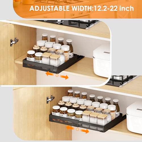 Expandable 16.5" Deep Slide Out Kitchen Cabinet Organizer, Metal, 1 Pack