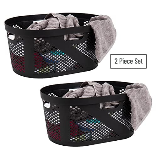 Mind Reader 40L Black Ventilated Laundry Basket, Set of 2