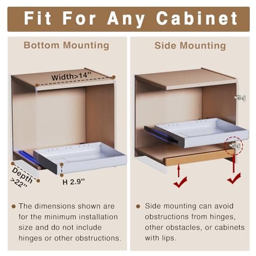 21" Expandable Pull-Out Cabinet Organizers with Divider Racks and Peel and Stick Rails