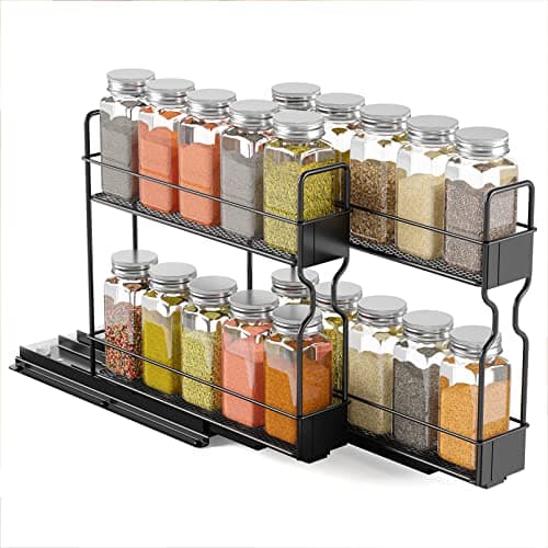 SpaceAid Heavy Duty Spice Rack Organizer, Cabinet Drawer with Labels, 5.2" x 10.75" x 10", 2 Drawers, 2-Tier