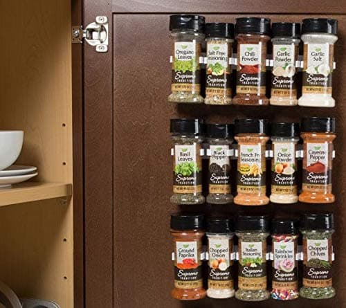 3M White Clip Strips for Cabinet Doors - Spice Organizer Holds 15 Jars