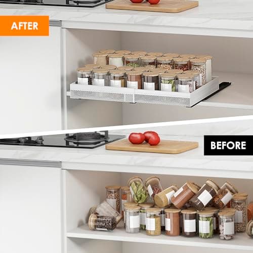 Pull Out Shelves Cabinet Organizer for Kitchen Pantry, Metal, 2 Pack