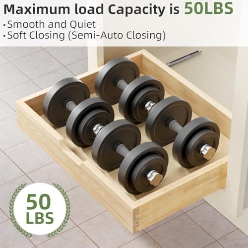 Soft Close Slide Out Drawers for Kitchen Cabinets, 13.5" W x 21" D