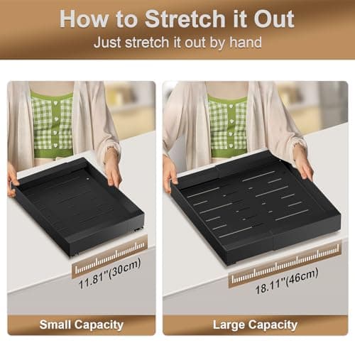 Expandable Pull Out Cabinet Organizer with Adhesive Shelves