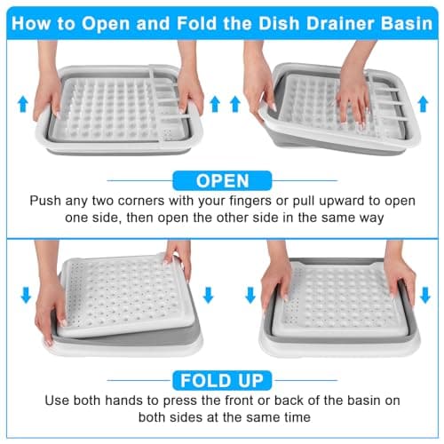 Portable Collapsible Dish Drying Rack with Drainboard for Kitchen Sink RV Accessories