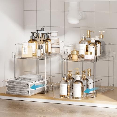 Vtopmart 2-Tier Bathroom Storage Organizer, Clear Under-Sink Vanities & Cabinets