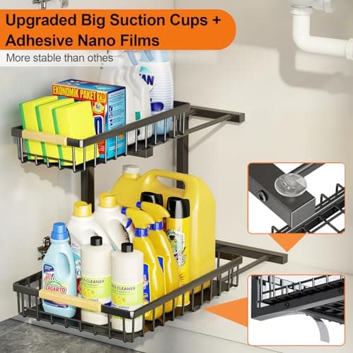 2-Tier Under Sink Organizer with Metal Drawers for Kitchen and Bathroom Storage