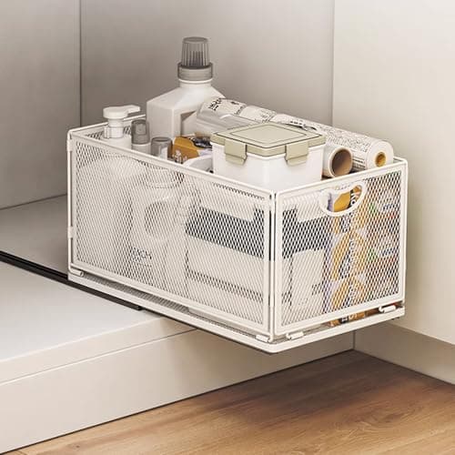 Heavy Duty Adhesive Cabinet Organizer with Sliding Drawer, 9.6"W x 11.8"D x 8.4"H