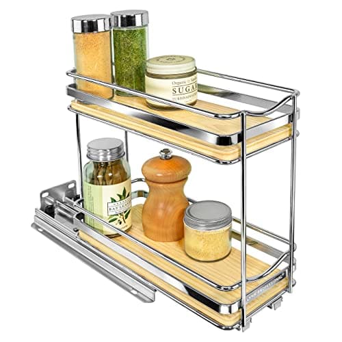 LYNK PROFESSIONAL Slide Out Spice Rack - Black, 4-1/4" Wide, 2 Tier