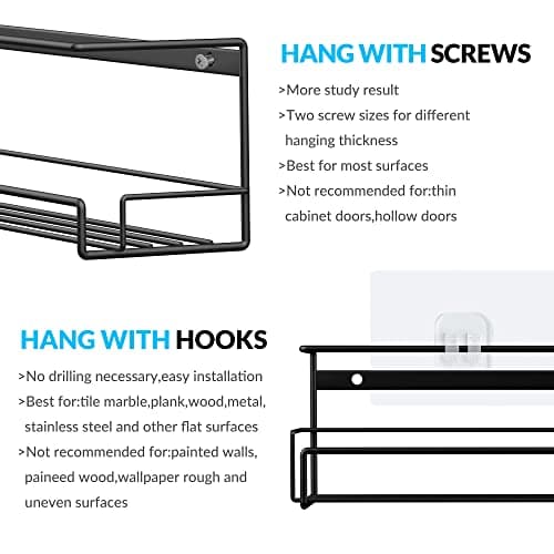 Wall-Mounted Spice Rack Organizer Set for Cabinet Doors (Black)