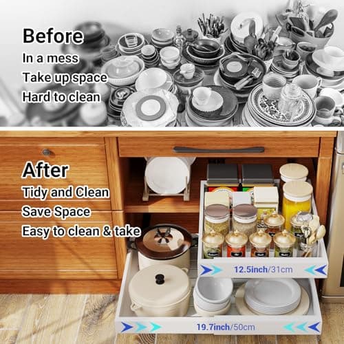 16.5" Deep Expandable Cabinet Organizer, Heavy Duty 3-Way - Kitchen & Bathroom Storage