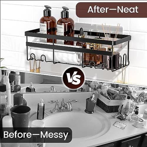 WOWBOX Stainless Black Adhesive Shower Caddy, 2 Pack