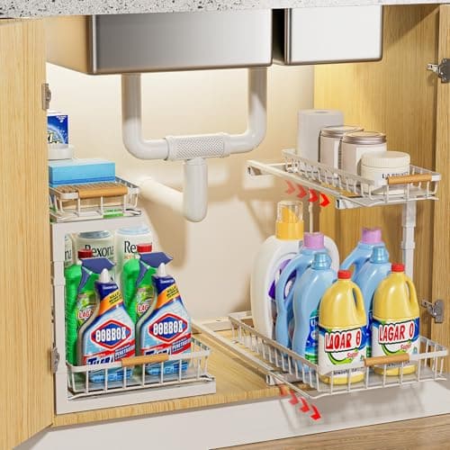 Under Sink Organizer 2 Pack for Kitchen and Bathroom