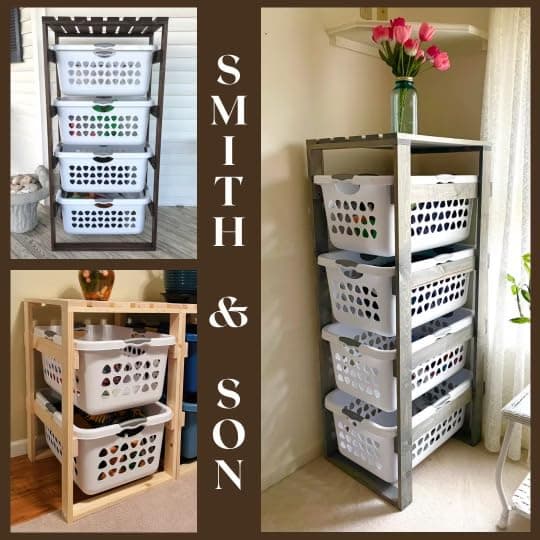 4-Tier Laundry Basket Storage Shelf (No Wheels, Wide)