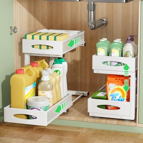 2 Tier Under Sink Organizer with Sliding Drawers for Home and Office (1 Pack)