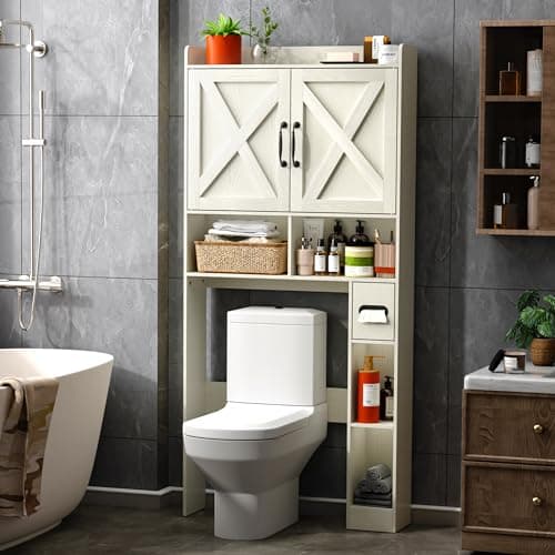 JOKOLO Rustic Brown Freestanding Wooden Toilet Storage Cabinet