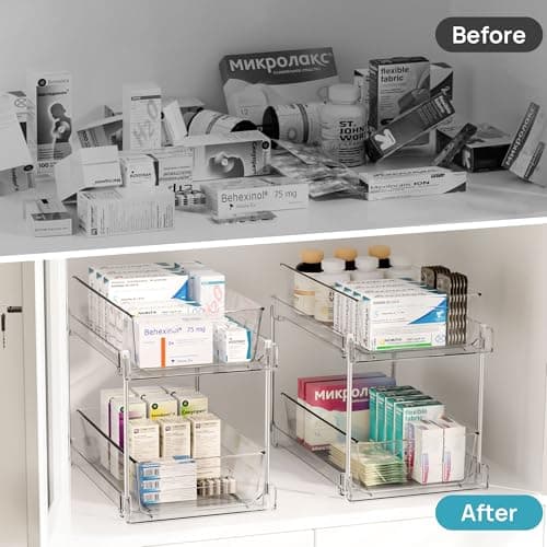 Vtopmart 2-Tier Bathroom Storage Organizer, Clear Under-Sink Vanities & Cabinets
