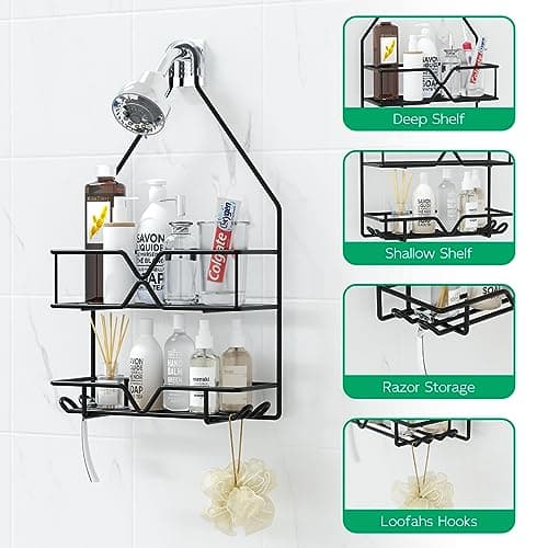 Black TreeLen Shower Organizer for Bathroom Hangers