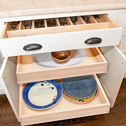 20" W x 21" D Soft Close Wood Drawer Organizer, Finished Bottom and Sides