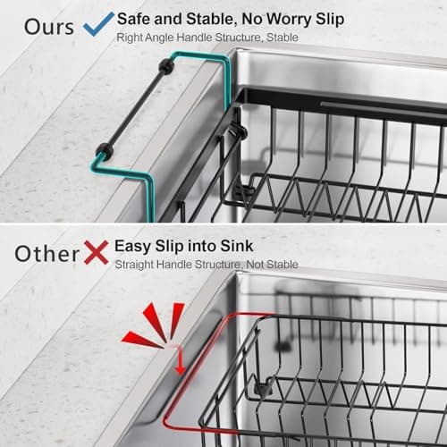 iSPECLE Adjustable Over the Sink Dish Drying Rack, Black
