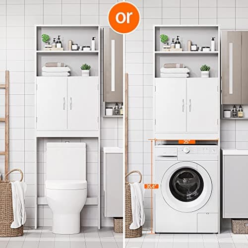 Yaheetech Tall Over-The-Toilet Storage Cabinet, White