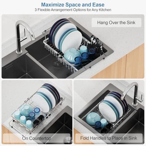 GSlife Adjustable Sink Drying Rack - Silver