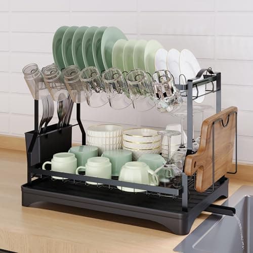 2-Tier Dish Drying Rack with Large Capacity for Kitchen Counter