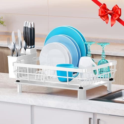 MOUKABAL Large Dish Drying Rack with Removable Holder, Grey/Gray