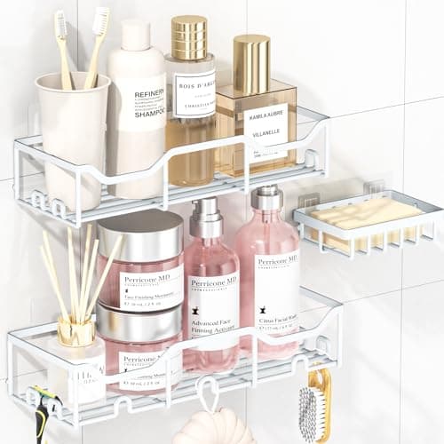 ASTOFLI Large Capacity Rustproof Shower Caddy, 4-Pack with 16 Hooks