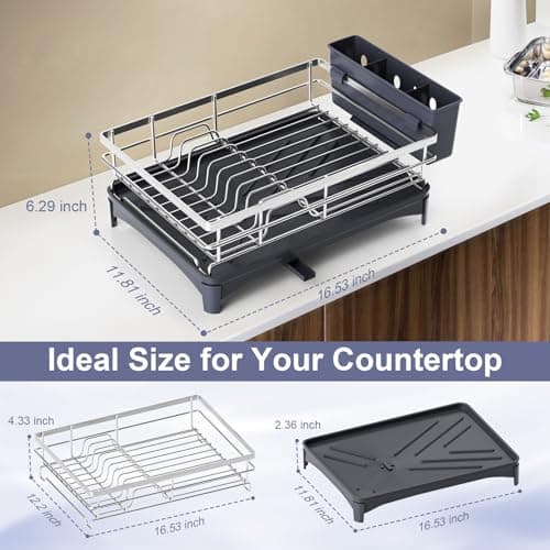 Stainless Steel Kitchen Drying Rack with Drainer and Cutlery Holder