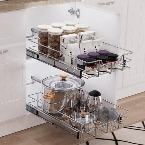Heavy Duty Slide Out Drawer Cabinet Organizer, 11" W x 17" D, Kitchen & Bathroom