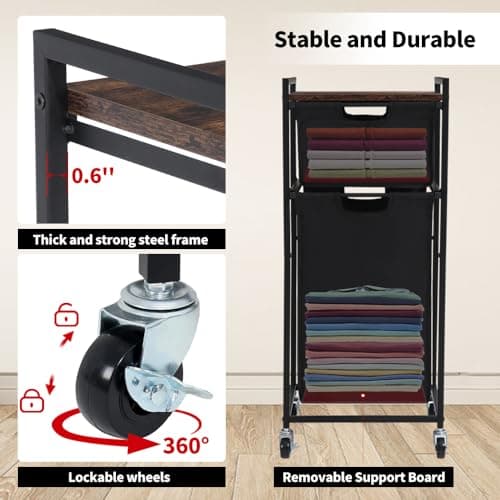 LUCKUP 2-Section Laundry Hamper with Shelf & Sorter