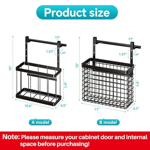 Hanging Cabinet Door Organizer, 2 Pack Kitchen Storage for Pantry and Bathroom