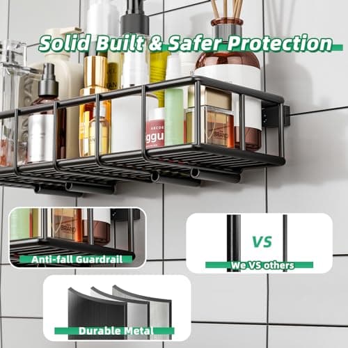 Heavy Duty Black Wall Mount Storage Basket for Kitchen & Bathroom