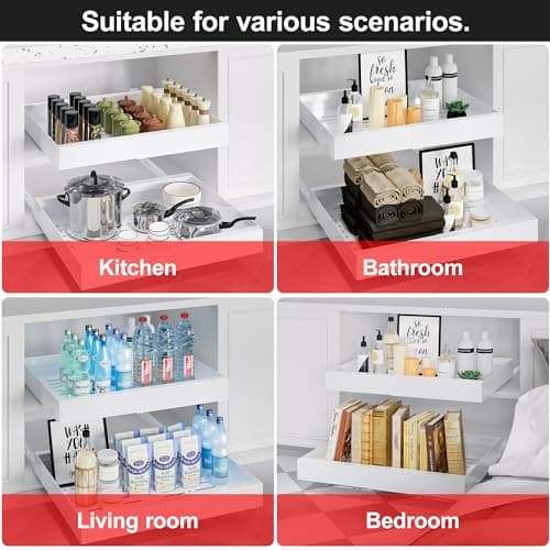 ZGO Expandable Under Cabinet Pan and Pot Organizer, White