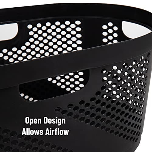Mind Reader 40L Black Ventilated Laundry Basket, Set of 2