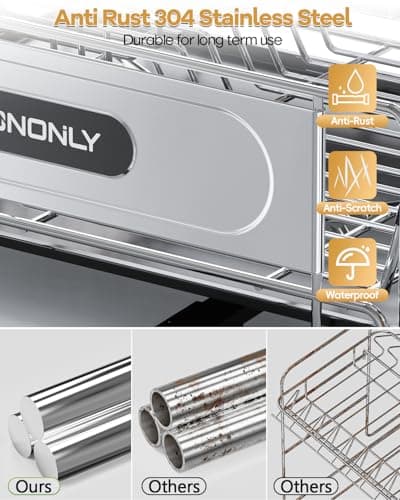 304 Stainless Steel Kitchen Dish Drying Rack with Smart Drainage and Holder Set