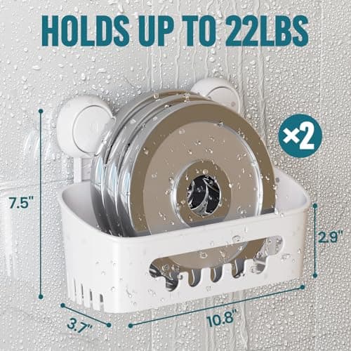TAILI Heavy Duty Shower Caddy, 2 Pack, White Suspends Flyers Inside, Bathroom Organizer