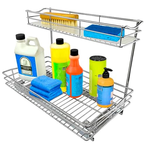 LYNK PROFESSIONAL Under Sink Cabinet Organizer - Chrome, 11.5in x 18in Deep Shelf