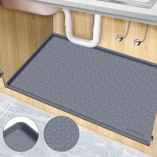 Waterproof Silicone Mat for Under Sink Kitchen & Laundry Cabinets Light Grey