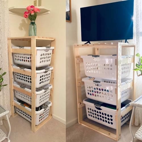 4-Tier Narrow Laundry Basket Holder Storage Shelf