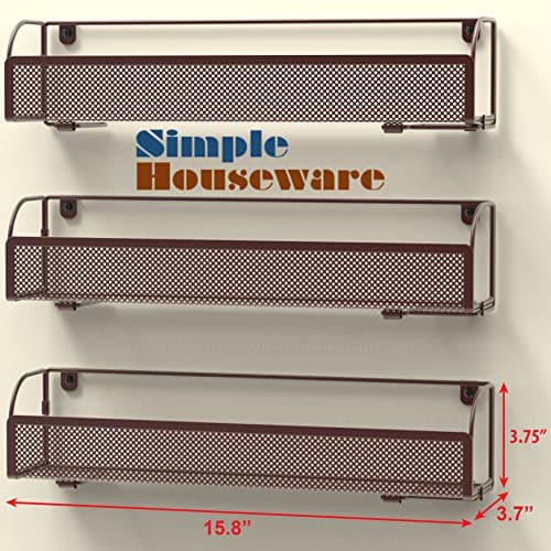 Bronze 3-Pack Houseware Wall Mount Spice Rack Shelves Organizer