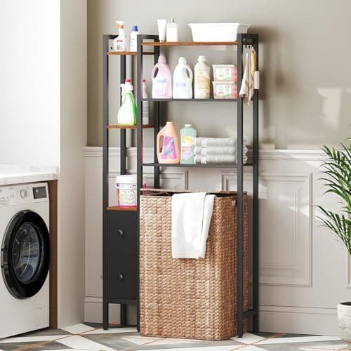 Rustic Brown & Black 6-Tier Toilet Organizer TR03BR