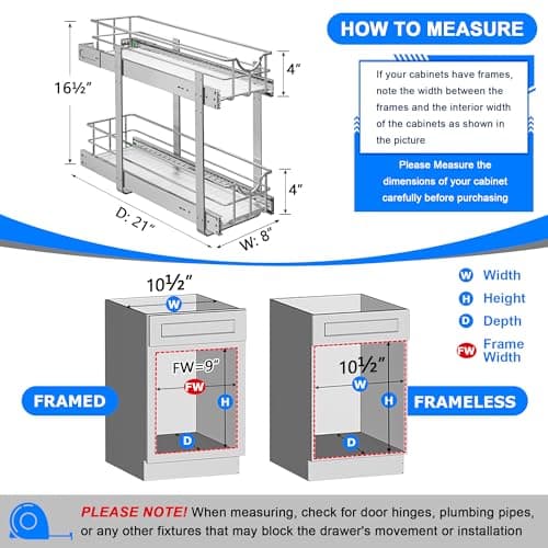 WelFurGeer 2-Tier Stainless Steel Cabinet Organizer with Soft Close Slides and Chrome Wire Basket
