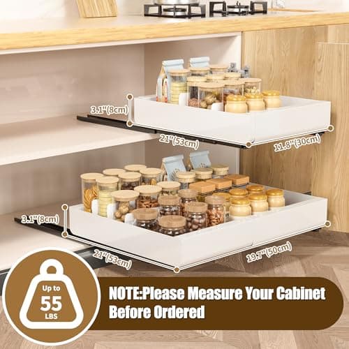 Heavy Duty Expandable Cabinet Organizer, Slide Out Drawers for Kitchen, Pantry, Garage, and Bathroom Storage