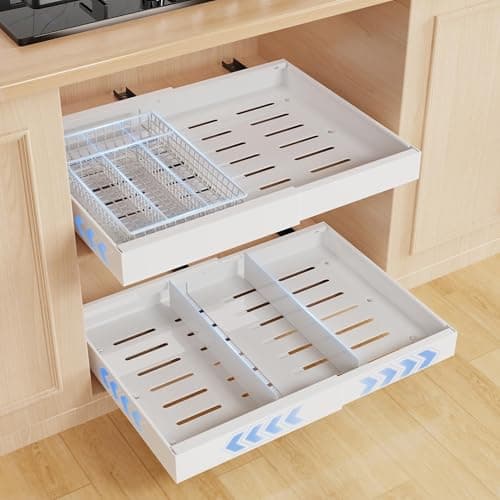 2 Pack Expandable Cabinet Organizer, White, 16.5" Deep