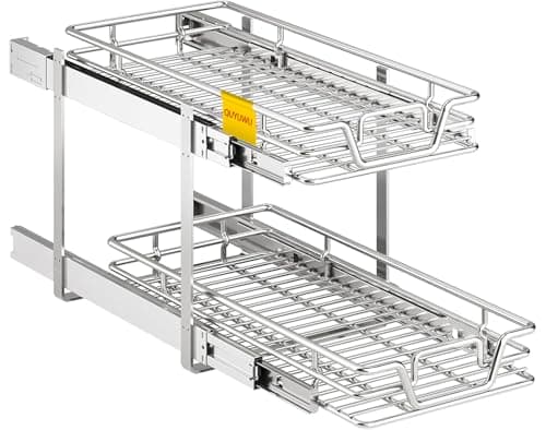 2-Tier Kitchen Cabinet Organizer with Slide Out Shelves & Drawers in Multiple Sizes