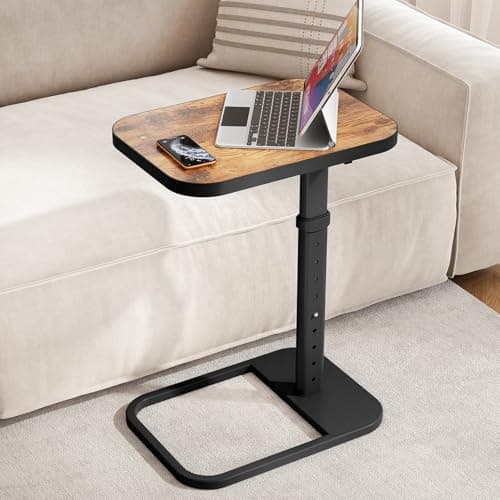 Kitstorack Adjustable Height TV Tray Table with Flip-Over Panel for Sofa Arm Ends