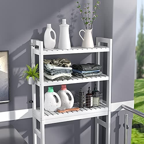 Homykic 3-Tier Bamboo Over-The-Toilet Organizer, White