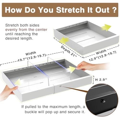 21" Expandable Pull-Out Cabinet Organizers with Divider Racks and Peel and Stick Rails